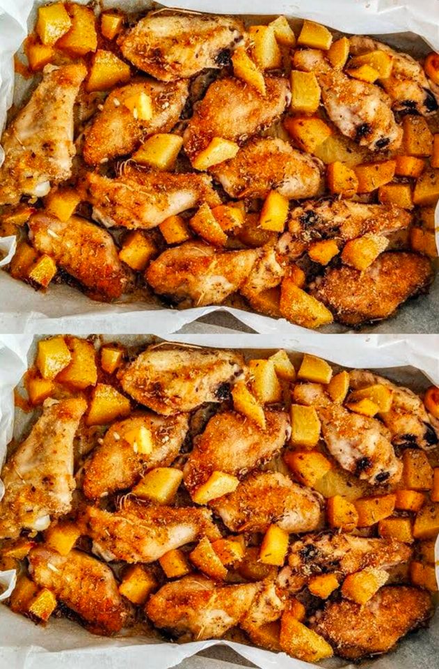 Ali di pollo e patate al forno