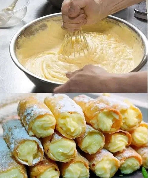 Cannoncini italiani con crema pasticcera