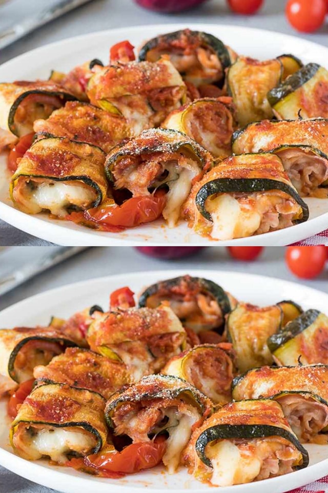 Involtini di zucchine con mozzarella e prosciutto gratinato