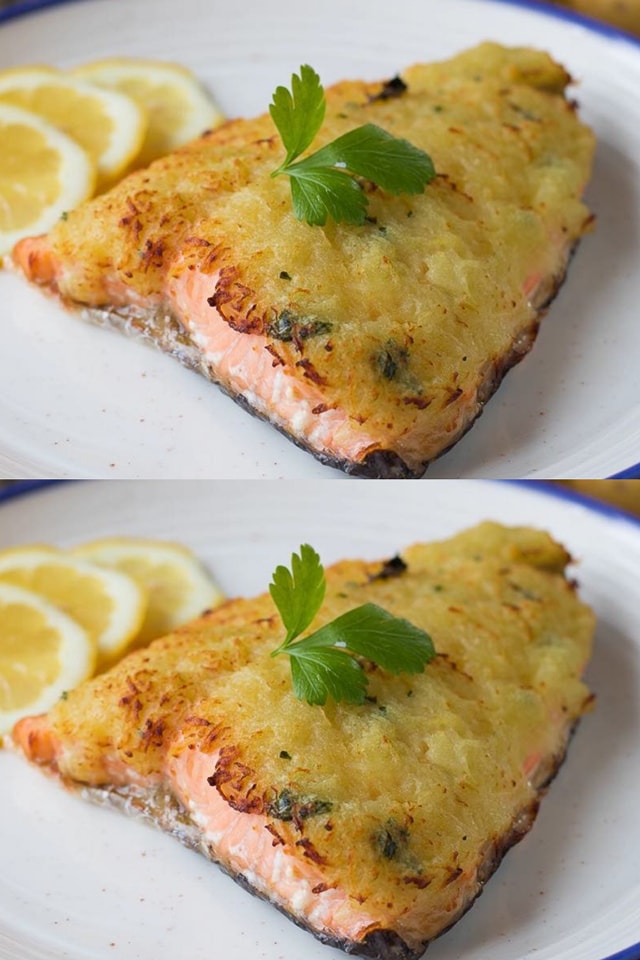 Salmone in crosta di patate