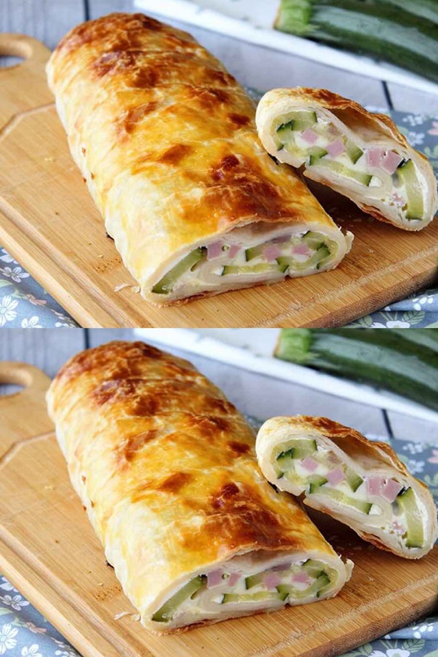 Strudel di zucchine con prosciutto e formaggio