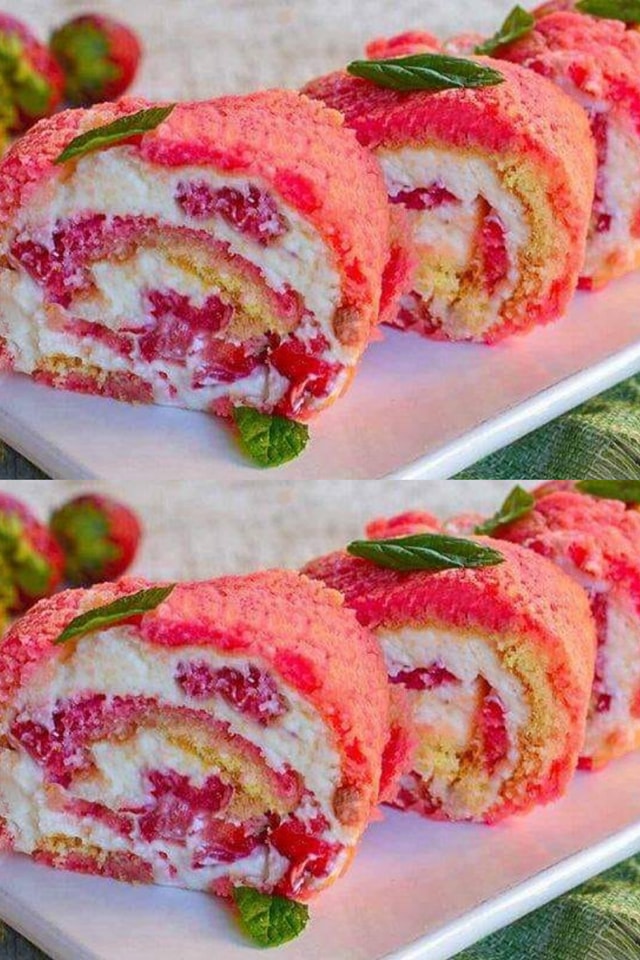 Torta arrotolata alle fragole e mascarpone