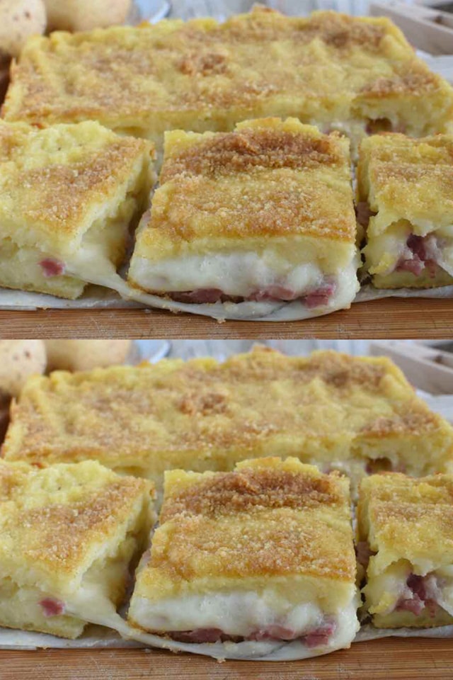 Torta di patate con prosciutto cotto