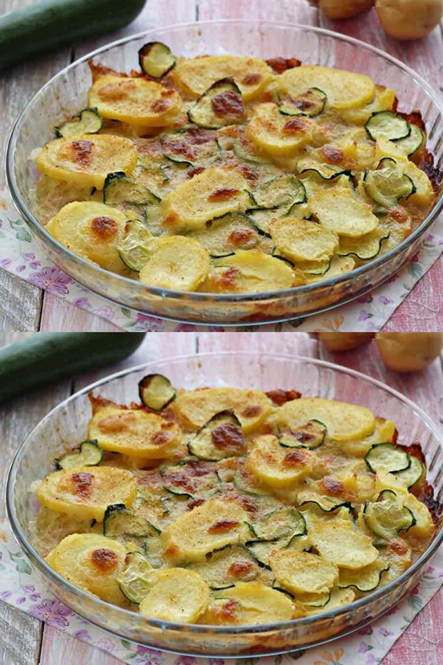 Zucchine e patate gratinate al parmigiano