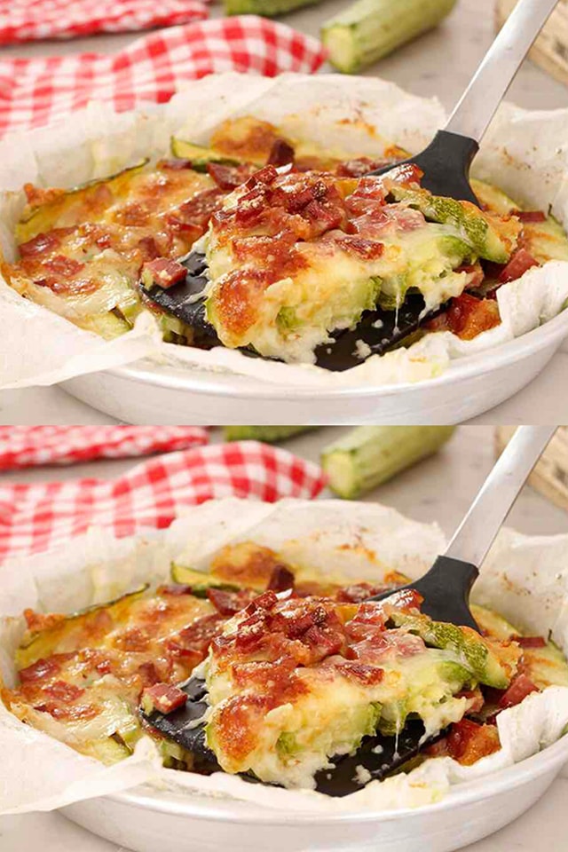 Zucchine gratinate con formaggio e prosciutto